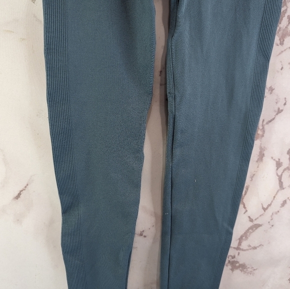 Set Active Leggings Womens XS Blue Seamless Crop Ankle High Rise Ribbed - Picture 7 of 12